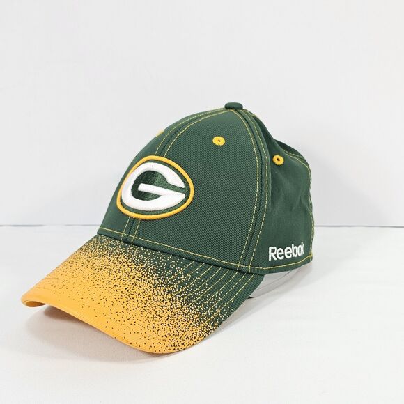 Green Bay Packers Reebok Baseball Cap Flexfit Green Yellow Onfield Size S/M - Picture 1 of 6
